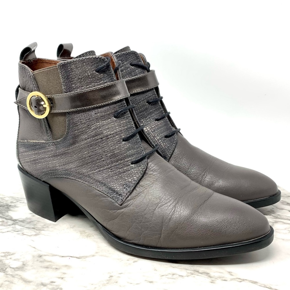 Anthropologie//Hispanitas Lace Up Leather Bootie 10 Moto Bohemian Classic Boho